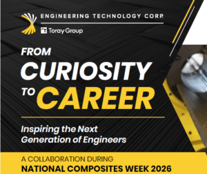 Featured image for Engineering Technology Corporation's "From Curiosity to Career" initiative during National Composites Week 2026, highlighting STEM education, composite manufacturing, filament winding, and future engineering careers.